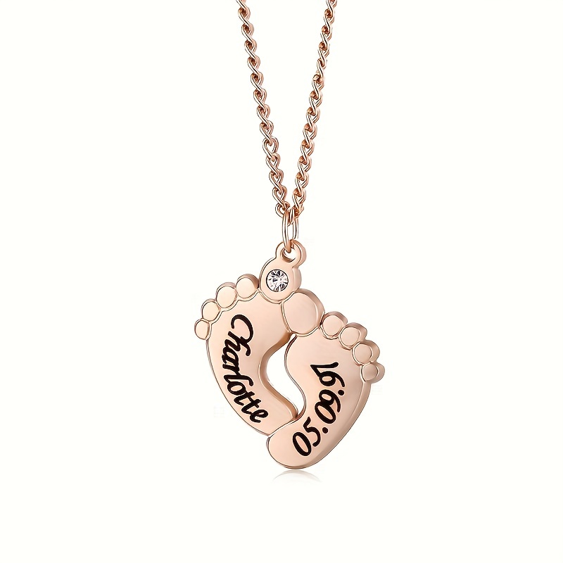 Custom Engraved Name Necklace Zirconia Ankle Pendant Letter Jewelry